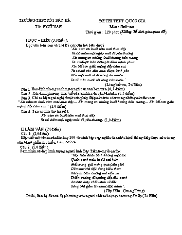 Đề thi THPT quốc gia môn Ngữ Văn 12 - Trường THPT số 2 Bắc Hà (Đề 1 - Kèm hướng dẫn chấm)