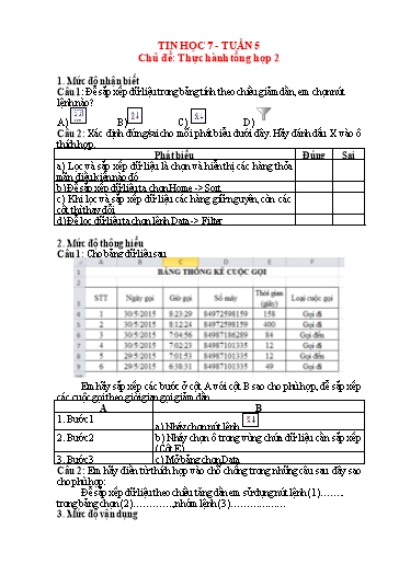 Hệ thống bài tập trực tuyến môn Tin học 7 - Tuần 5, Chủ đề: Thực hành tổng hợp 2