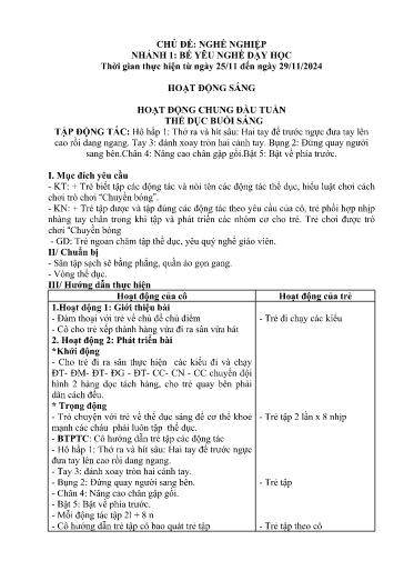 Kế hoạch bài dạy Mầm non Lớp 4 tuổi - Tuần 11, Chủ đề: Nghề nghiệp - Chủ đề nhánh 1: Bé yêu nghề dạy học (Trường Chính)