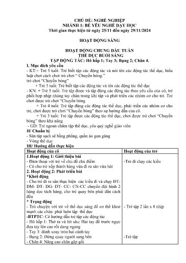 Kế hoạch bài dạy Mầm non Lớp 5 tuổi - Tuần 11, Chủ đề: Nghề nghiệp - Chủ đề nhánh 1: Bé yêu nghề dạy học (Séo Pờ Hồ)