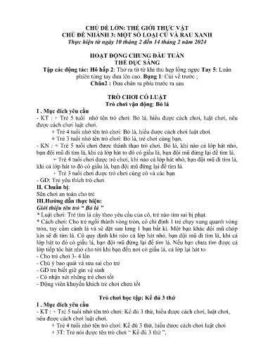 Kế hoạch bài dạy Mầm non Lớp 5 tuổi - Tuần 21, Chủ đề: Thế giới thực vật - Chủ đề nhánh 3: Một số loại củ và rau xanh (Séo Pờ Hồ)