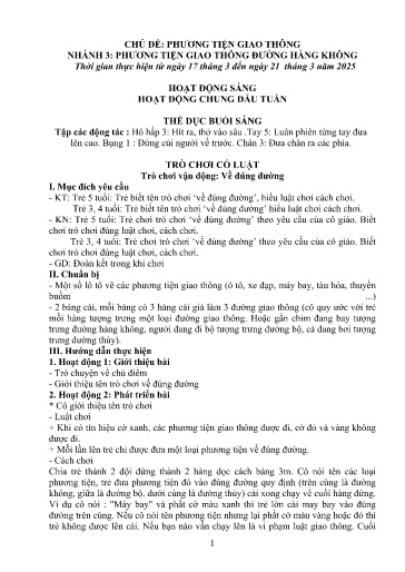 Kế hoạch bài dạy Mầm non Lớp 5 tuổi - Tuần 26, Chủ đề: Phương tiện giao thông - Chủ đề nhánh 3: PTGT đường hàng không (Piềng Láo)