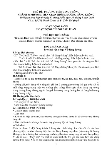Kế hoạch bài dạy Mầm non Lớp 5 tuổi - Tuần 26, Chủ đề: Phương tiện giao thông - Chủ đề nhánh 3: PTGT đường hàng không (Séo Pờ Hồ)