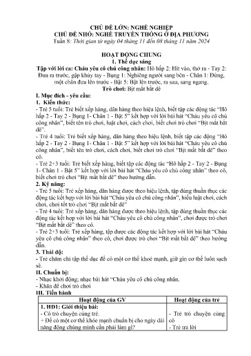 Kế hoạch bài dạy Mầm non Lớp 5 tuổi - Tuần 8, Chủ đề: Nghề nghiệp - Chủ đề nhỏ: Nghề truyền thống ở địa phương (Trung Chải)