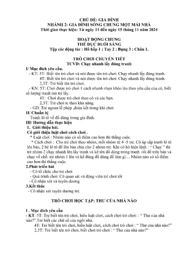 Kế hoạch bài dạy Mầm non Lớp 5 tuổi - Tuần 9, Chủ đề: Gia đình - Chủ đề nhánh 2: Gia đình sống chung một mái nhà (Piềng Láo)