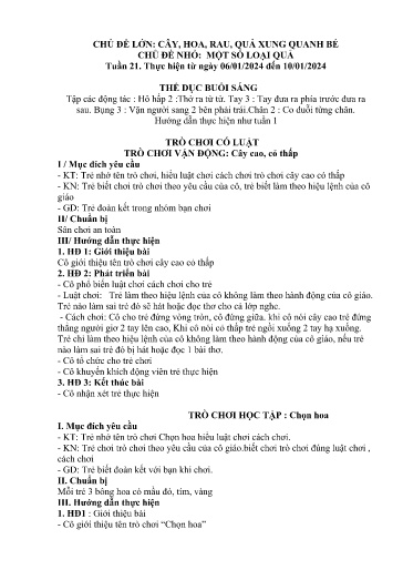 Kế hoạch bài dạy Mầm non Lớp Nhà trẻ - Tuần 17, Chủ đề: Cây, hoa, rau, quả xung quanh bé - Chủ đề nhánh: Một số loại quả (Trường Chính)