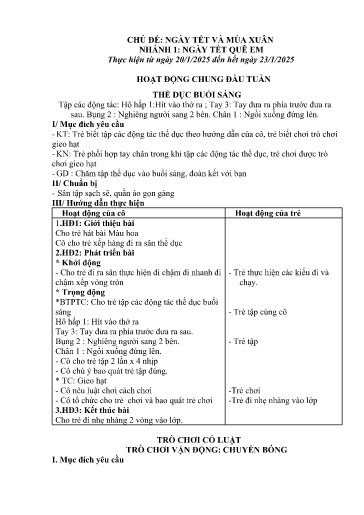 Kế hoạch bài dạy Mầm non Lớp Nhà trẻ - Tuần 19, Chủ đề: Ngày Tết và mùa xuân - Chủ đề nhánh 1: Ngày Tết quê em (Trường Chính)