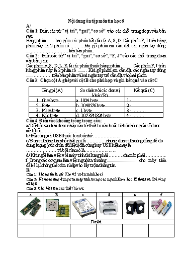 Nội dung ôn tập môn Tin Học 6
