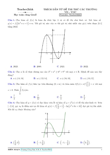 Tuyển chọn 200 bài toán VD-VDC từ các đề thi thử TN THPT môn Toán